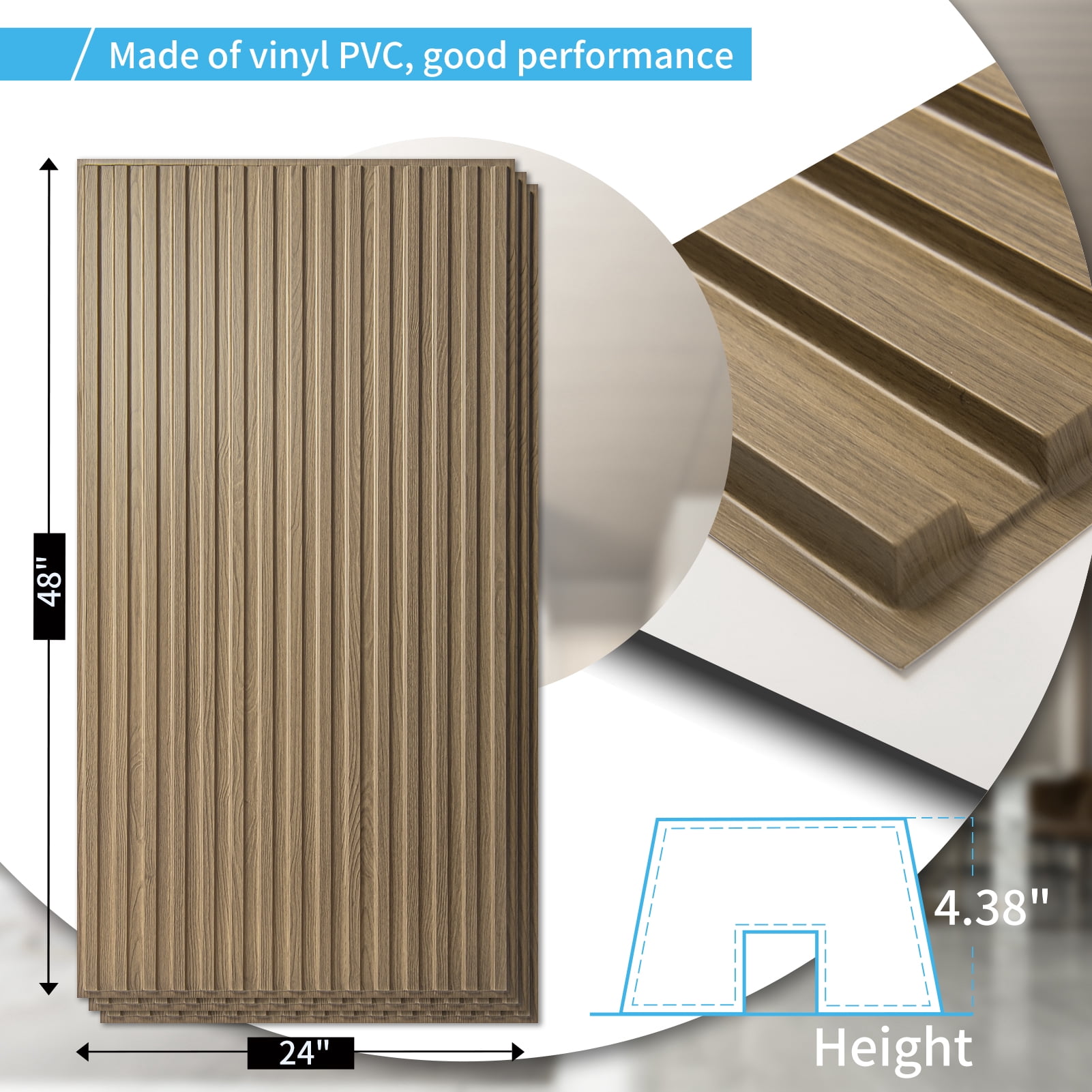 Art3d 24" x 48" Walnut PVC Drop Ceiling Tile 96 sq ft Coverage Area 12 Count
