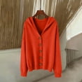 thumbnail image 6 of Women's Hooded Cardigan Button Front Knit Sweater Autumn Winter Casual Wear, 6 of 6