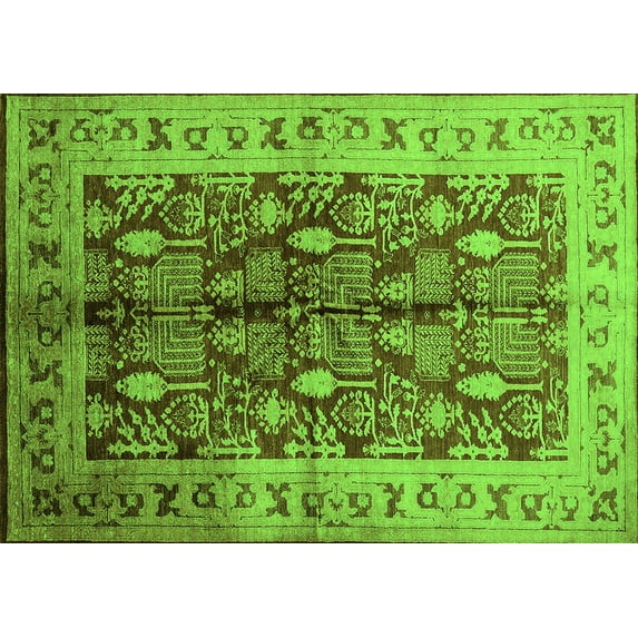 Ahgly Company Indoor Rectangle Oriental Green Industrial Area Rugs, 8' x 10'