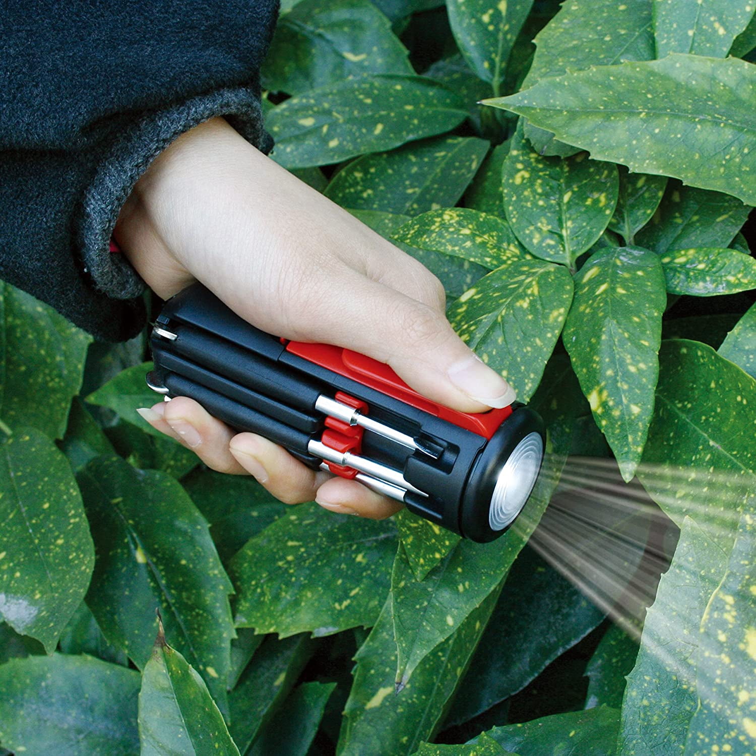 Tools Original Mr. 7-Hands, Multi Hand Tool, All In One Patented , 8 s in 1 Tool with Worklight and Flashlight - Red - DT1719
