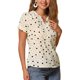 thumbnail image 4 of Blusa de puntos impresos de cuello en V de mujer INSPIRE CHIC para el Día de San Valentín, manga corta, top para el trabajo, S Negro-Apricot, 4 of 6