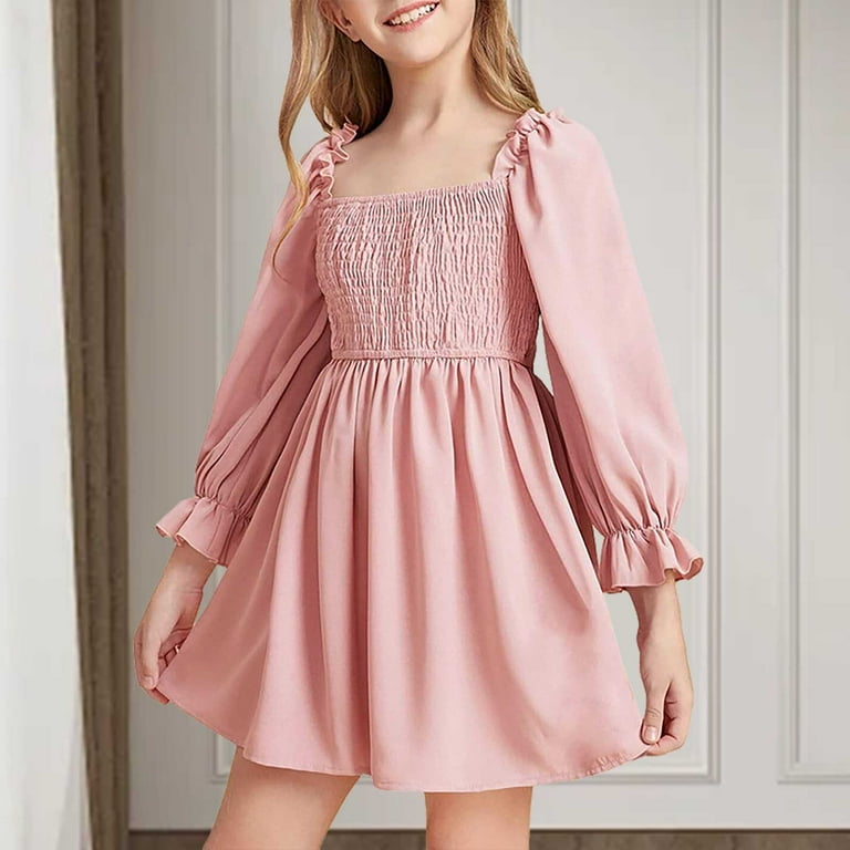 ZHOGXU Little Girls Kids Summer Chiffon Ruffle Mini Dress Square