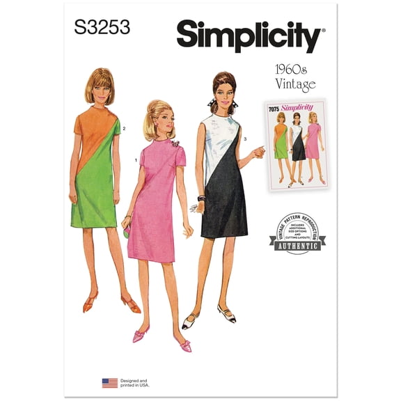Simplicity Sewing Pattern 3253 - 1960s Misses' Dress, Size: N5(10-18)