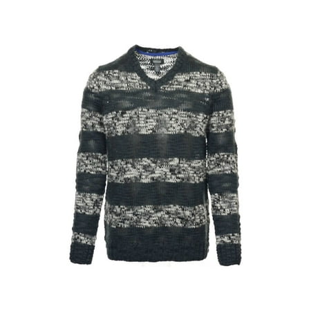 Kenneth Cole Reaction 'Strike Bold' Gray Striped V-Neck Sweater , Size 2XLarge