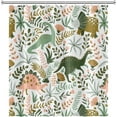 thumbnail image 4 of Sonernt Dinosaur Themed Bathroom Shower Curtain Green Dino Tropical Leaves Shower Curtain with Hooks Waterproof Fabric Polyester Shower Curtain for Kids Baby Bathtub Decorative, 72x72 Inch, 4 of 7