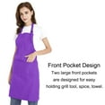 thumbnail image 3 of Toptie Unisex Bib Apron, Cotton Canvas Adjustable Chef Cooking Apron with Pockets-Purple-L, 3 of 6