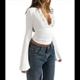 thumbnail image 3 of Blusas de Encaje con Cuello en V y Larga para Salir para Mujer M, 3 of 8