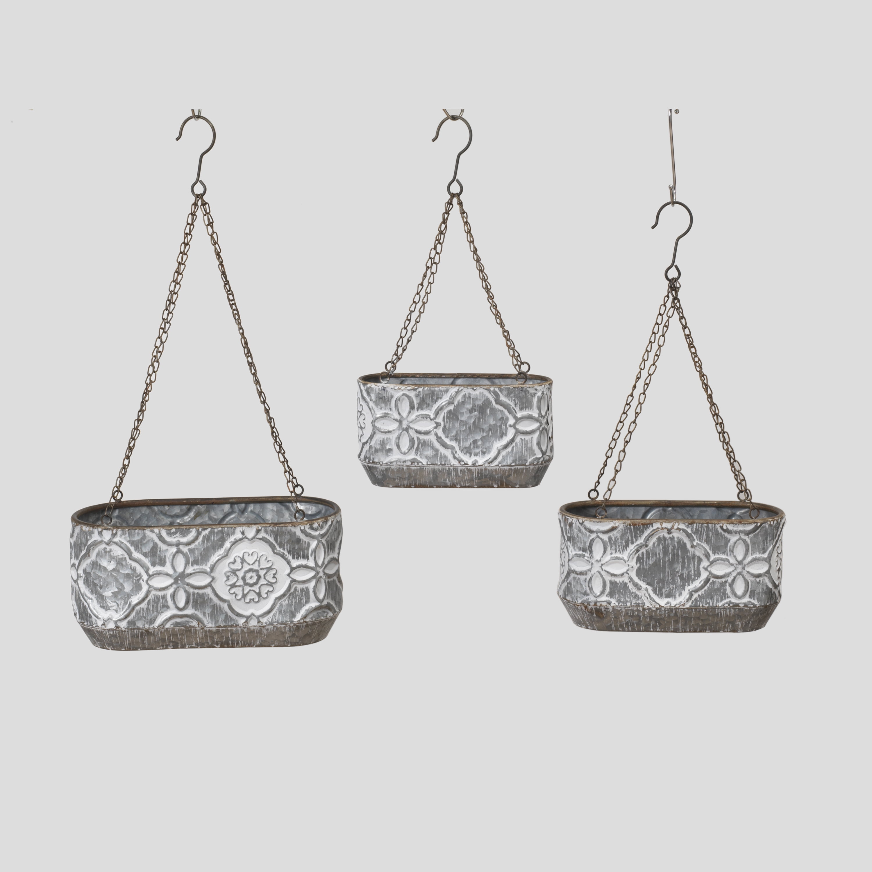 Set of 3 Nesting Farmhouse Hanging Metal Planters