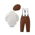 thumbnail image 2 of Baby Boy Clothes Suits Gentleman Outfit Dress Romper Beret Hat Suspender Pants Tie Wedding Set 3-24 Months, 2 of 14