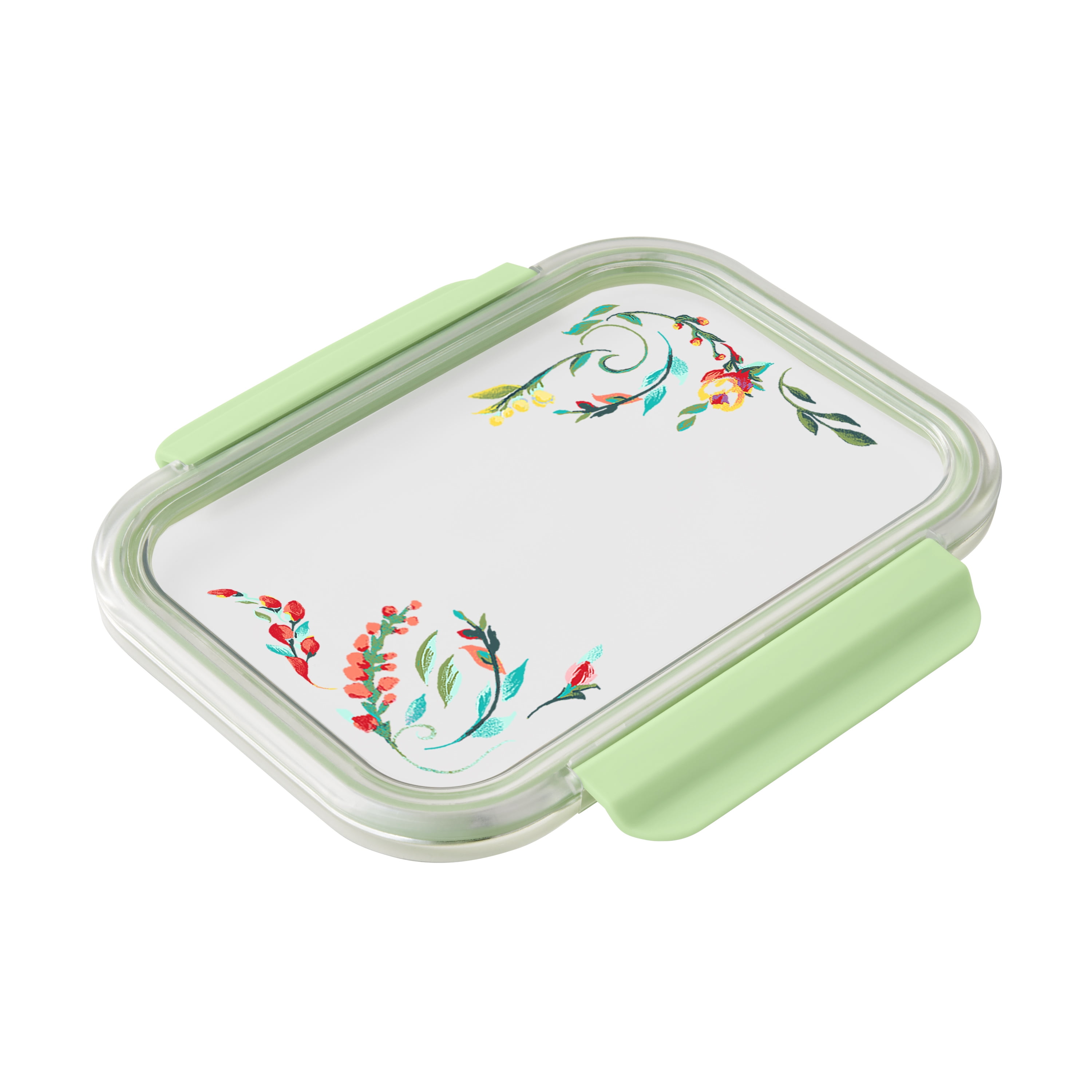 The Pioneer Woman Painted Meadow 2.3 Cup Rectangle Glass Food Storage Containers with Tritan Lid. Set of 2, 4 Pieces
