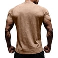 thumbnail image 5 of BRANROY Men's Short Sleeve T-Shirt Crew Neck - Solid Workout Gym Shirts for Men Summer Casual Breathable Slim Fit Muscle Tee,Khaki 2XL, 5 of 6