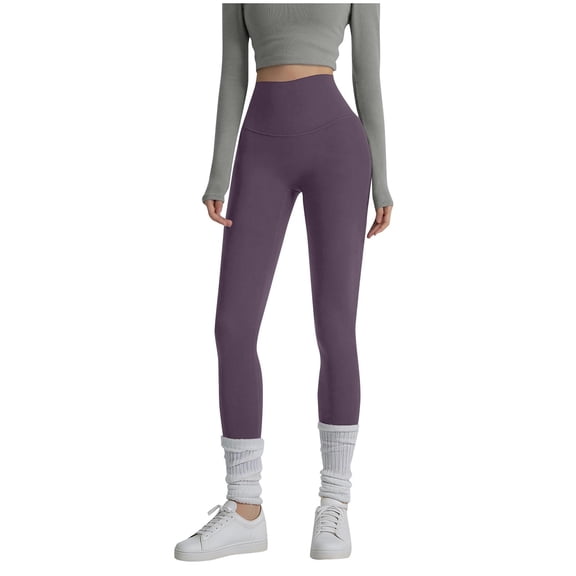 High Waisted Yoga Leggings Women Full Length Workout Pants Soft Seamless Stretch Quick Dry Running Gym Clothes (XL, Purple)