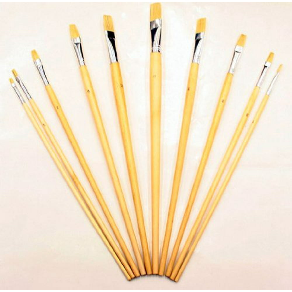 Zen Art Supply 10 Pc Artist Paint Brush Set All Purpose Oil Watercolor