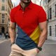 thumbnail image 4 of Ceisia Men's Summer Casual Diagonal Color Block Mesh Short Sleeve Lapel Shirt Multicolor S Gifts, 4 of 7