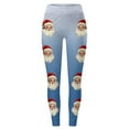 thumbnail image 4 of Fiaer Christmas Leggings for Women Santa Graphic Trendy Yoga Pants Plus Size Elastic Waisted Slim Fit Workout Trousers Sky Blue XL, 4 of 5