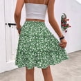 thumbnail image 3 of Morttic Women's Floral Print Ruffle Hem A-Line Mini Skirt – Drawstring Elastic Waist, Tiered Flowy Seaside Vacation Wear Green，XL, 3 of 4