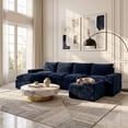 thumbnail image 3 of BEHOST 6-Piece 130" Modular Sectional Sofa, Velvet Boneless Cloud Couch with Dog Pad, Oversized Deep Seat Couches for Living Room, Navy Blue, 3 of 10