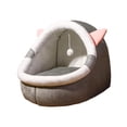 thumbnail image 4 of Lit pour Chat Grotte Semi-Fermée Nid pour Chat Confortable avec Jouet Suspendu, Fond Antidérapant, Chat TG Rose, 4 of 9
