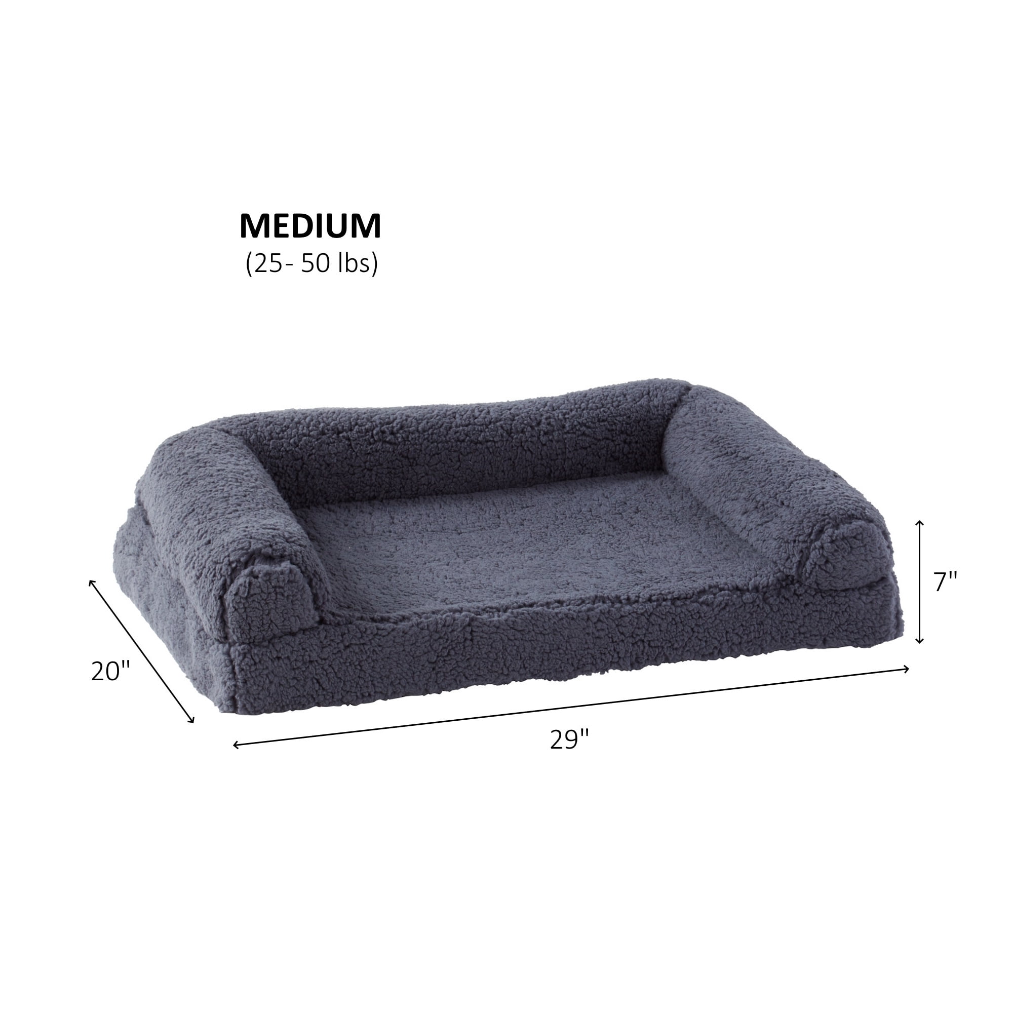 Happy Hounds Millie Medium Sherpa Sofa Style Dog Bed, Blue Steel