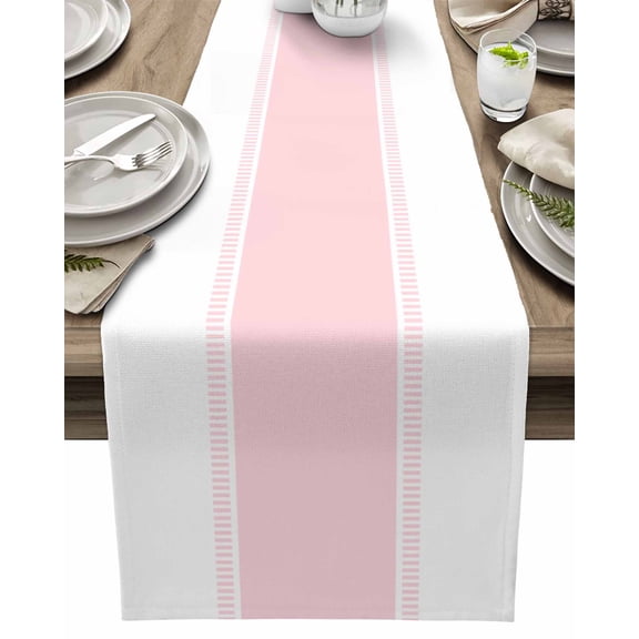 Table Runner Pink Table Decoration for Kitchen Dinning Stripe Table Decoration for Indoor Outdoor Party Wedding Decor 13x72inch