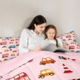 thumbnail image 4 of Manfei Kawaii Sports Car Full Size Comforter Sets,Modern Sports Art Bedding Comforter Set,Pink,Pink Reversible,3-Piece,1 Comforter and 2 Pillowcases, 4 of 7