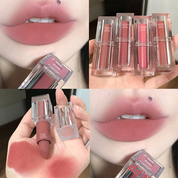 Lápiz labial mate para estudiantes femeninas. Luce hermosa sin maquillaje. No mancha los labios. No se decolora y es resistente al agua. Lápiz labial de 3,5 g.