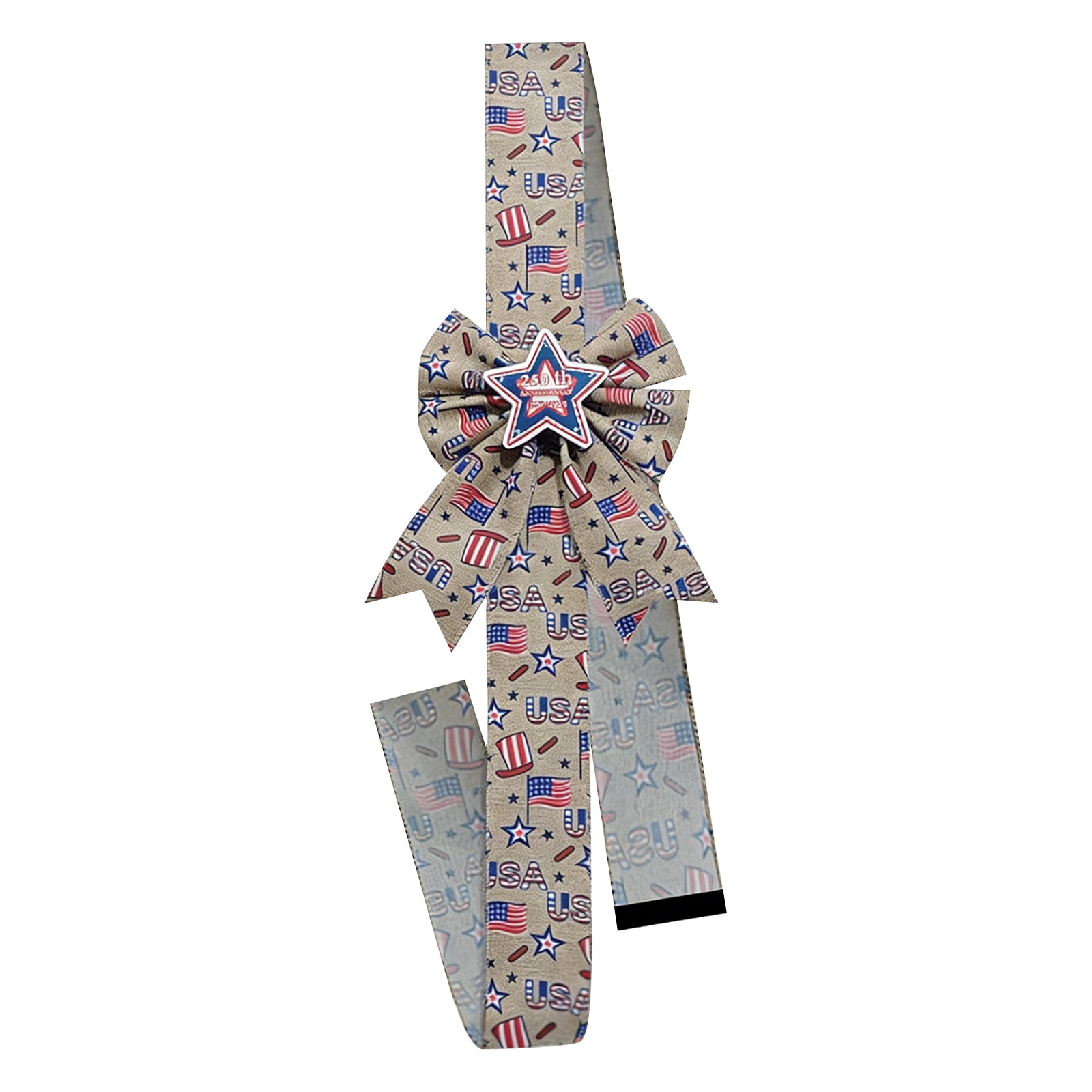 6pcs Patriotic Cabinet Bows – Red White Blue Ribbon Bowknots for 4th of July Cupboard & Wardrobe Decor.