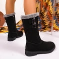thumbnail image 3 of FRSASU Women's Mid-Calf Snow Platform Low Wedge Boots Comfort Faux Fur Lining Non Slip Winter Snow Hiking Boots Black, 3 of 9