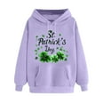 thumbnail image 2 of NuoCaiYun Sweatshirt for Women's Funny Print St. Patrick's Day Long Sleeved Loose Comfortable Hooded Drawstring Pullover with Pocket, 2 of 6