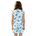 thumbnail image 2 of ZIATUBLE4S Sea Turtle Print Girls Summer Romper Ruffle Cap Sleeves One-Piece Short Jumpsuit Soft Comfort Kids Casual Playsuit with Pockets for 5-6 Y, 2 of 6