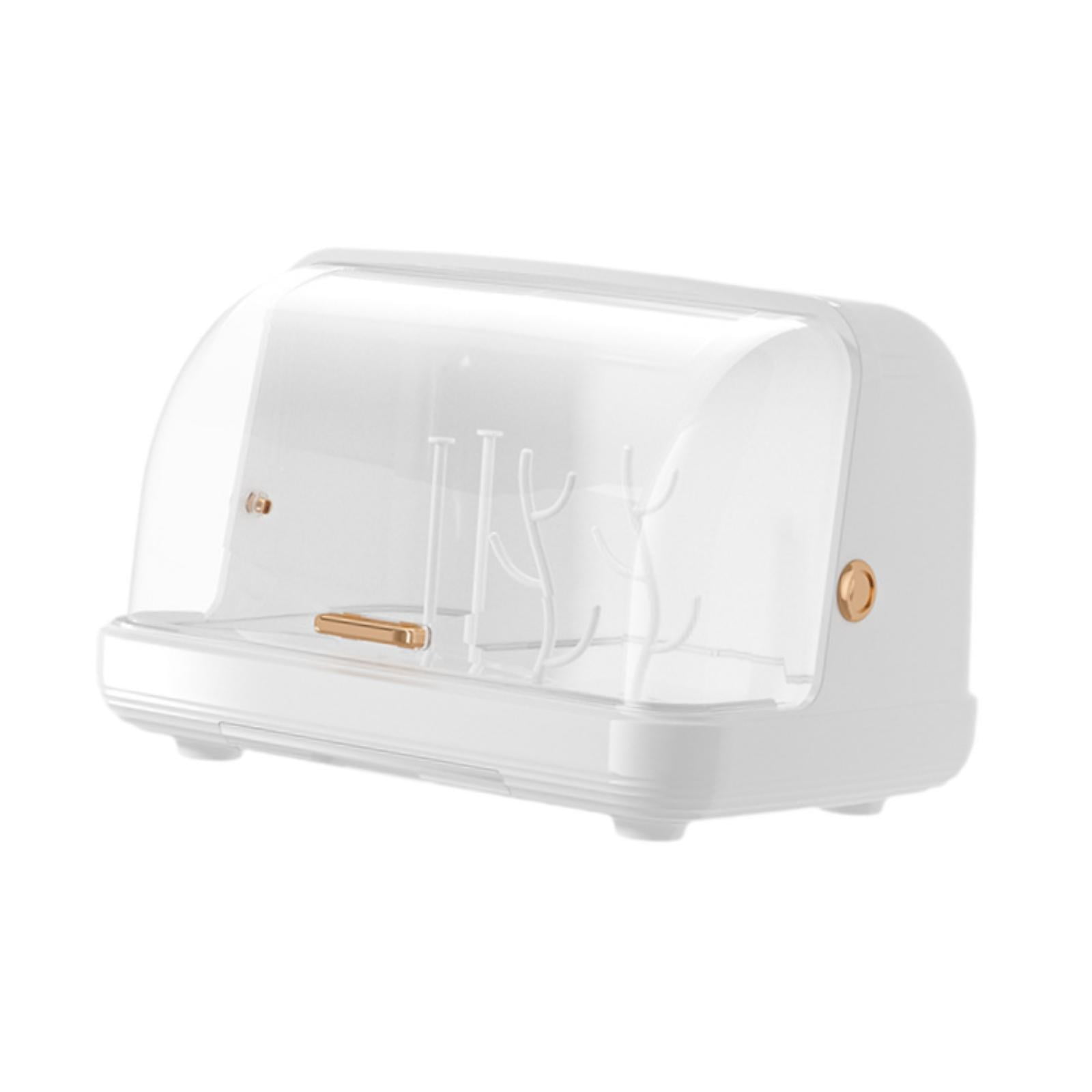 Dualoai Cup Storage Holder with Cover Nursing Bottle Dry Rack Hollow Bottom Multipurpope White