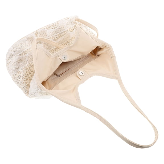 HONMEET Large Capacity Beige Crochet Shoulder Bag for Shopping Travel and Daily Essentials