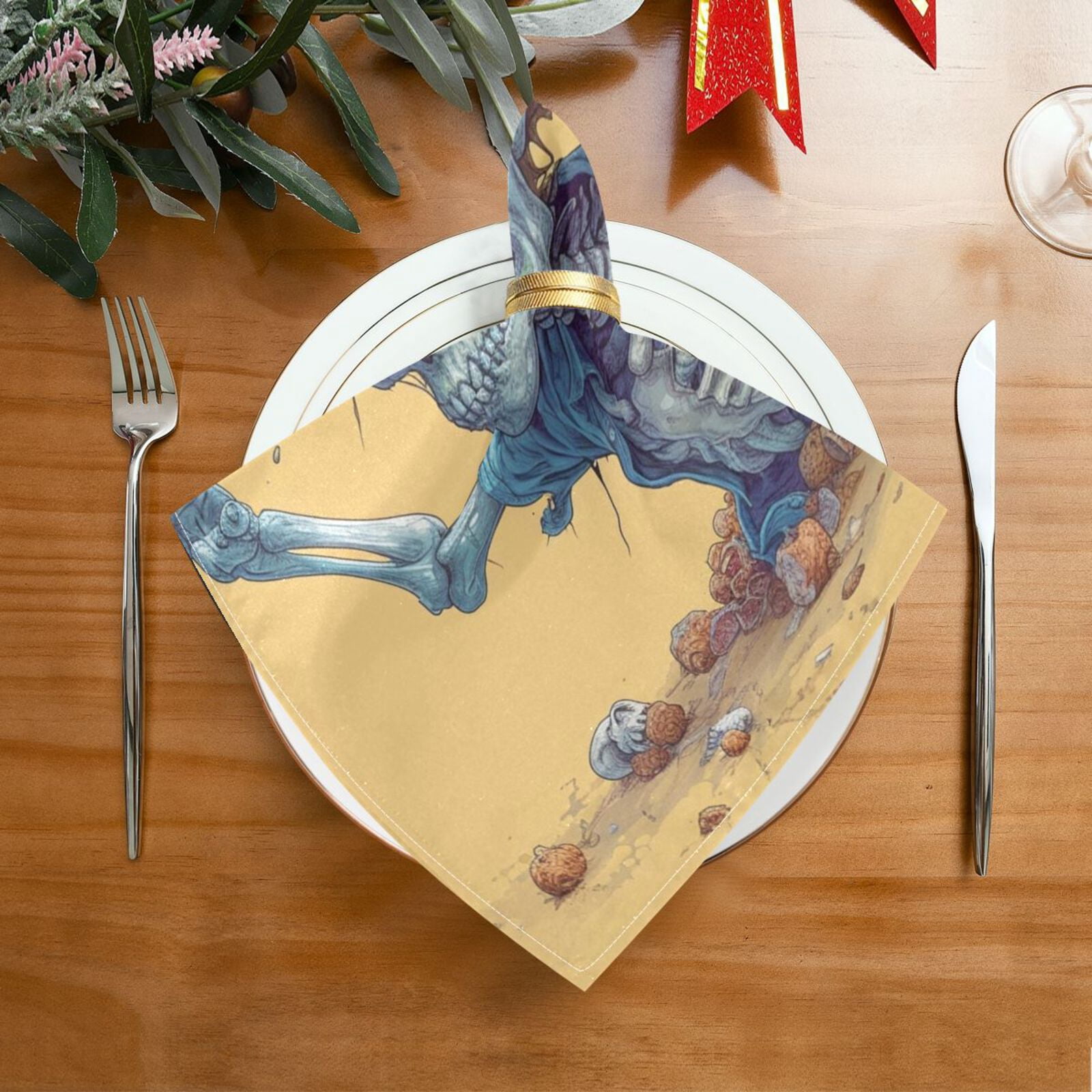 JSTEL Skull Rock Cloth Napkins Set of 6, 20x20 Inch Washable and Reusable Napkin for Decoupage Dinner Party Everyday Use
