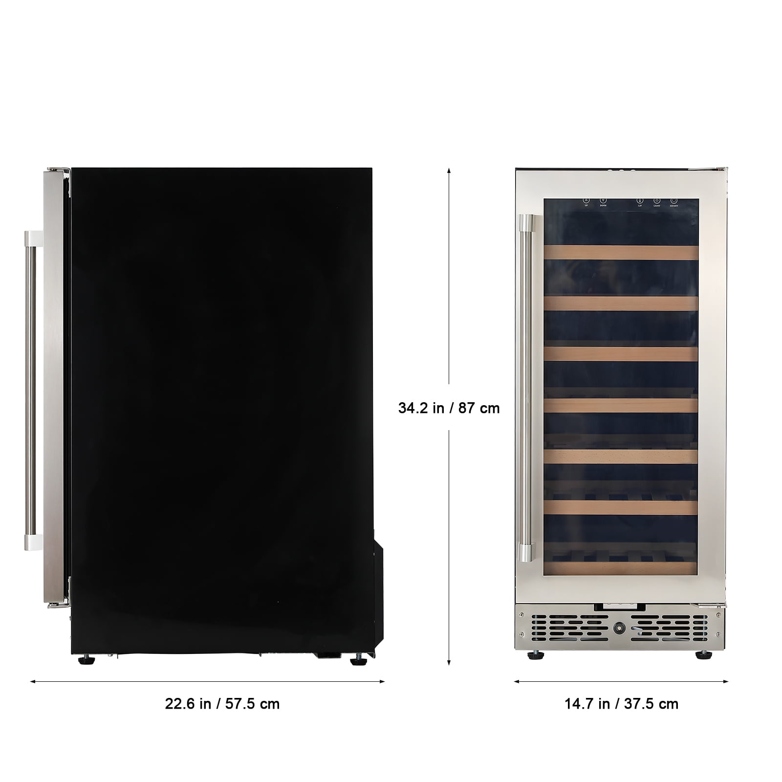 LEDMOMO Freestanding Wine and Beer Refrigerator Black Glass Door with Compressor Cooling