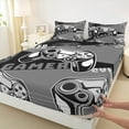 thumbnail image 3 of Feelyou Gaming Gamer Kids Bed Sheets, Game Gamepad Controller King Sheets, Grey Cartoon Style Sheet Set, Microfiber Bedroom Decor, 4pcs, 3 of 7