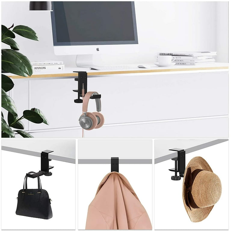 Stand Up Desk Store Clamp-on Under Desk Headphone Hanger, Backpack Hook,  And Purse Holder - Black : Target