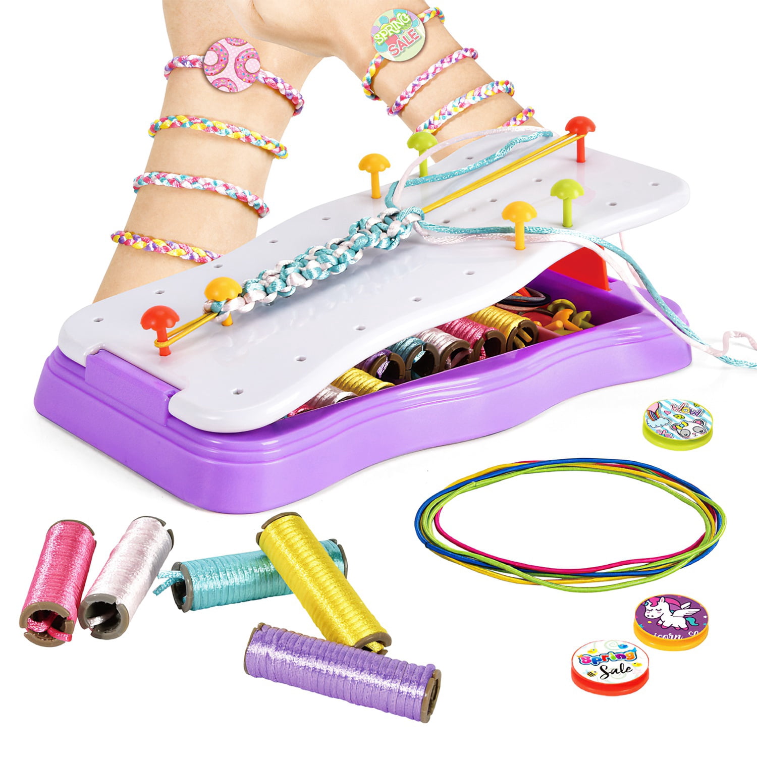 66Pcs DIY Charm Bracelet Making Kit with Gift Box, Jewelry Making Kit for 6-12 Years Old Kids