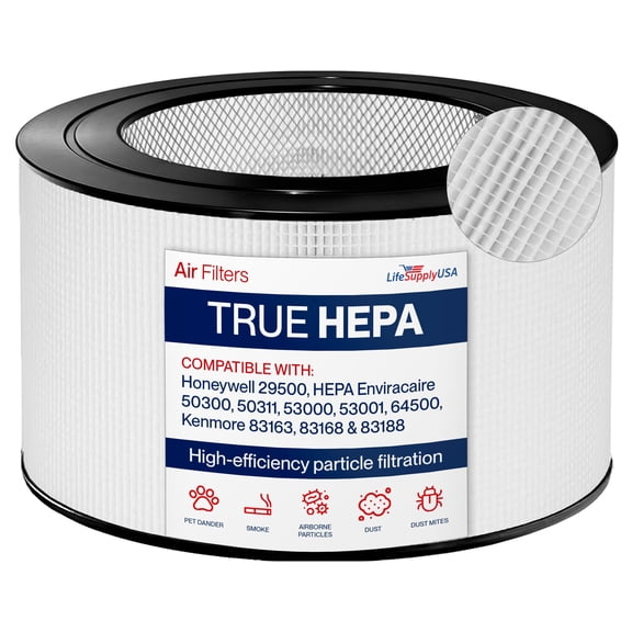 29500 HEPA Filter   2 Carbon Pre-Filters Replacement Compatible with Honeywell Enviracaire 50300 50311 53000 53001 64500 Air Purifiers Kenmore 83163 83168 83188 by LifeSupplyUSA