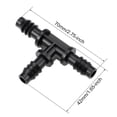 thumbnail image 3 of Conector de tubo en forma de tee de goteo Barb para manguera de diámetro interno de 8 mm para sistema de riego de jardín, plástico 10 piezas, 3 of 4