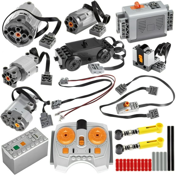 Habow 45Pcs Power-Function Technic-Parts Kit M/L/XL/Servo/Train-Motor IR Speed Remote Control Battery Box IR Receiver Extension Wire Light Cord Control Switch