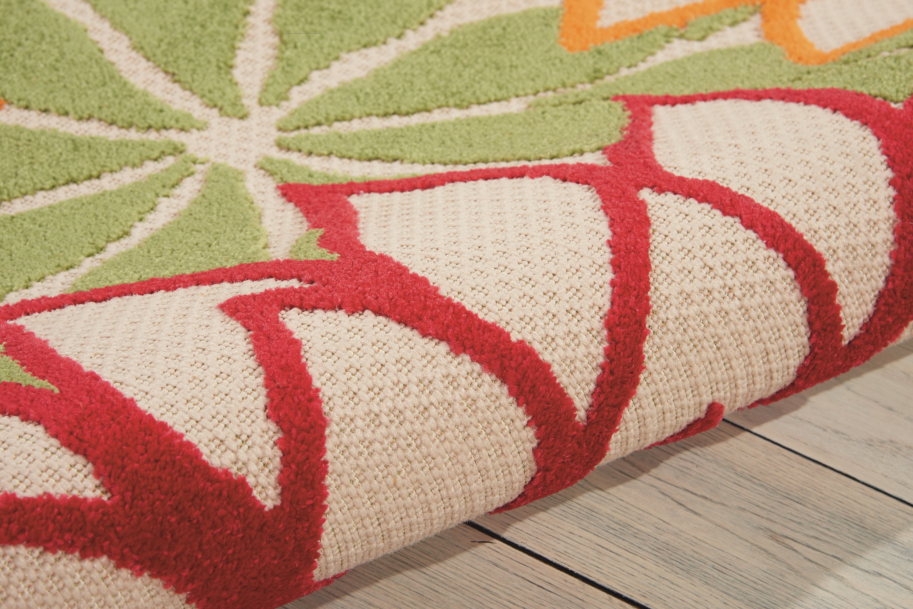 Nourison Tropical Oasis Indoor/Outdoor Modern Floral Green 3'6" x 5'6" Area Rug, (4' x 6')