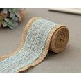 thumbnail image 3 of AK-Trading 2.5" Wide x 10 Yards Long Natural Burlap Craft Ribbon with Lace (Jute Ribbon, Burlap Tape, Rustic Decor) with Baby Blue Lace, 3 of 4