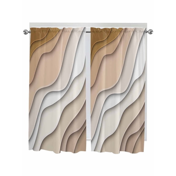 Bedroom Curtains 63 Inches length, Beige Ombre Window Treatment Curtain Drapes, Modern Geometric Abstract Aesthetic Cream Rod Pocket Curtain Panels for Living Room Kitchen, 42"x63", 2 Panels
