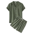 thumbnail image 1 of Liyamei Ensemble Décontracté pour Hommes Printemps Couleur Unie Manches Courtes Col Rabattu Short Costume Coton, 1 of 5