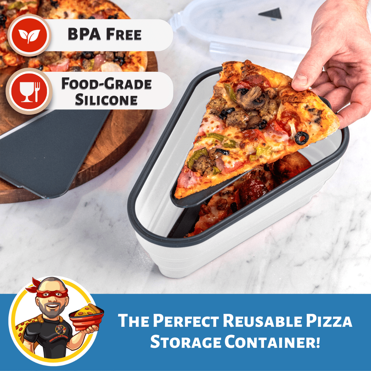  Pizza Storage Container Collapsible with Cutter, Organize and  save space with our Adjustable Pizza Slice Container, complete with 5  microwavable serving trays BPA-free, microwave & dishwasher safe : Home &  Kitchen