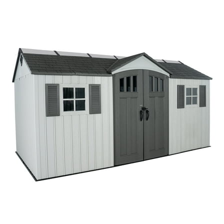 Lifetime Lockable DIY Polyethylene Outdoor Storage Shed, 106.5 sq. ft., 15' x 8', Light Gray (60406)