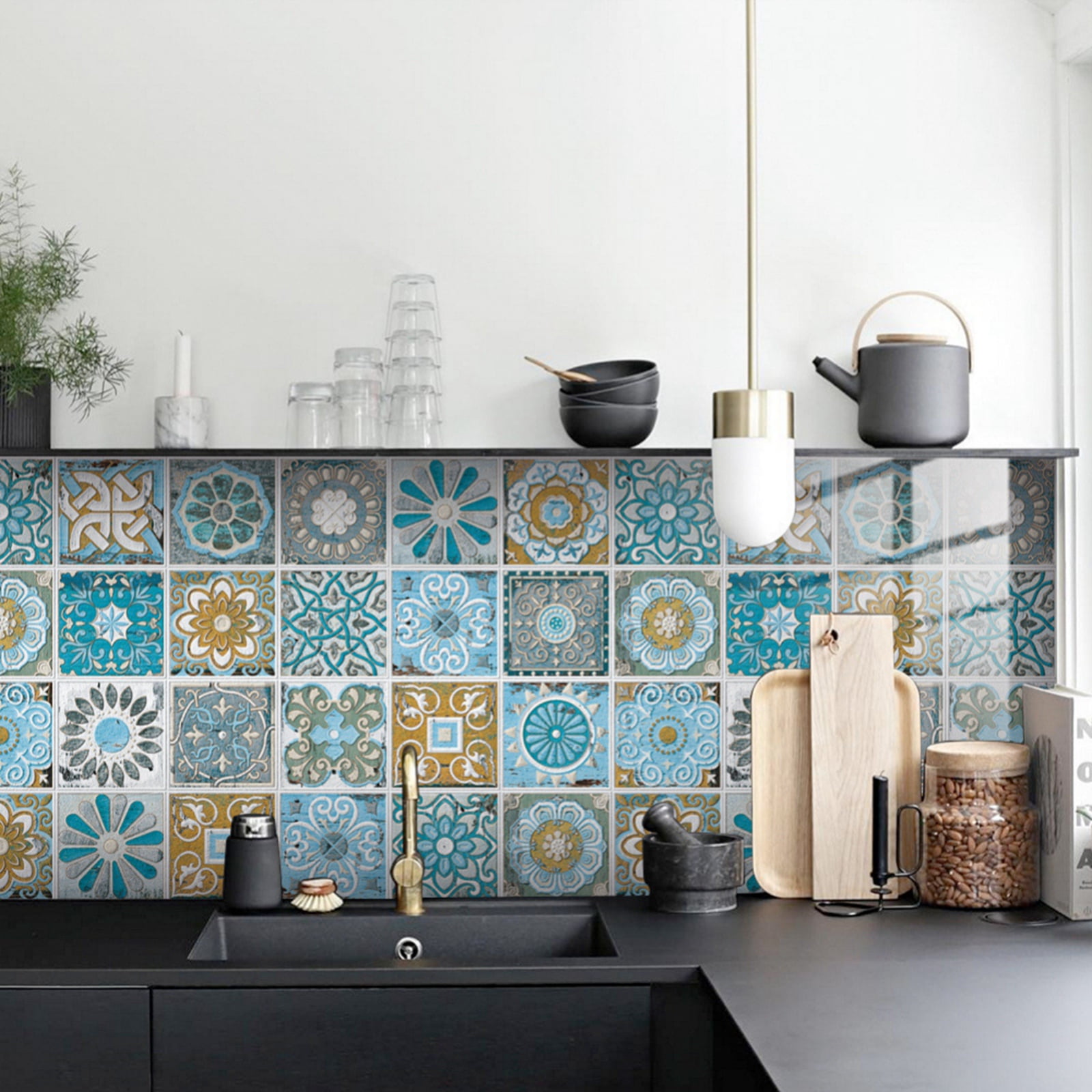Clearance！24pcs Sheets Peel and Stick Backsplash,Multicolor Heat Resistant Premium Peel and Stick Tile Backsplash for Kitchen Bathroom Self Adhesive Wall Tiles Stick 6"*6"