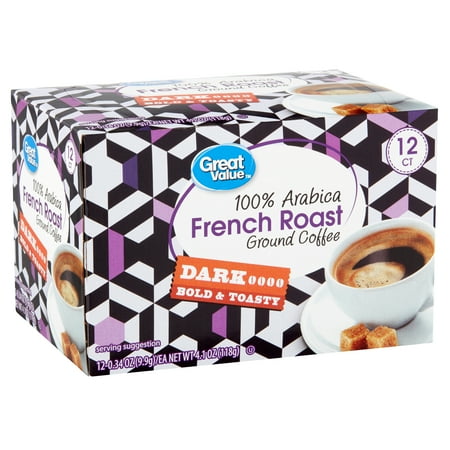 - Great Value 100% Arabica French Roast Coffee Pods, Dark Roast, 12 Count