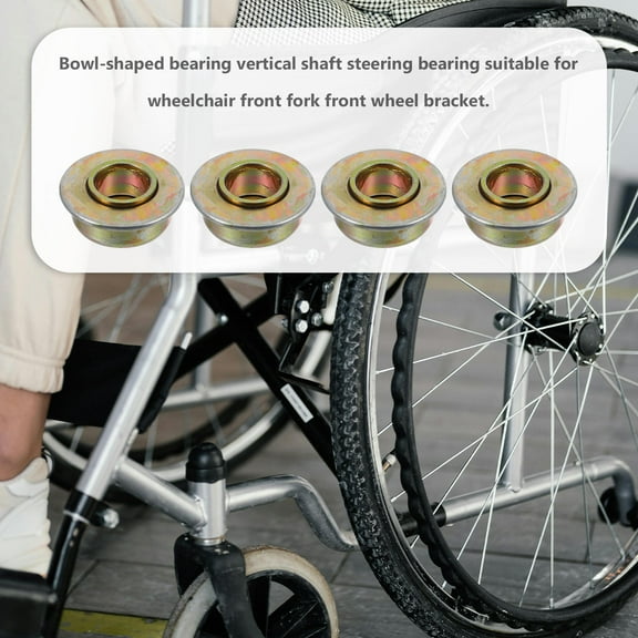 Pretyzoom 4Pcs Wheelchair Front Fork Bearings Steel Wheel Parts Replacement Golden Color