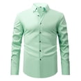 thumbnail image 1 of Camisa negra de manga larga con botones para hombre: tejido elástico, estilo informal de negocios, puños elásticos, primavera/otoño, tallas S-XXXL, 1 of 2